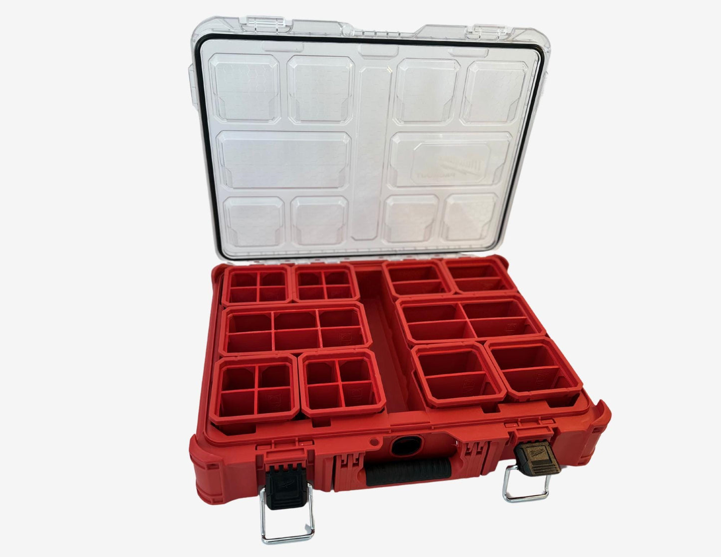 Milwaukee PACKOUT organizer with BHIND red divider inserts