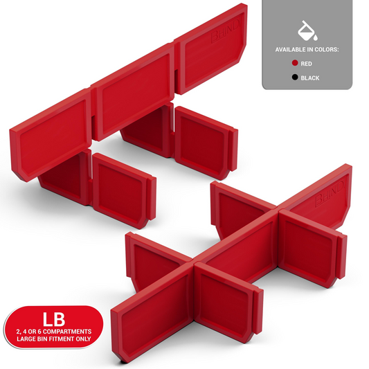 BHIND low profile large bin divider configurations